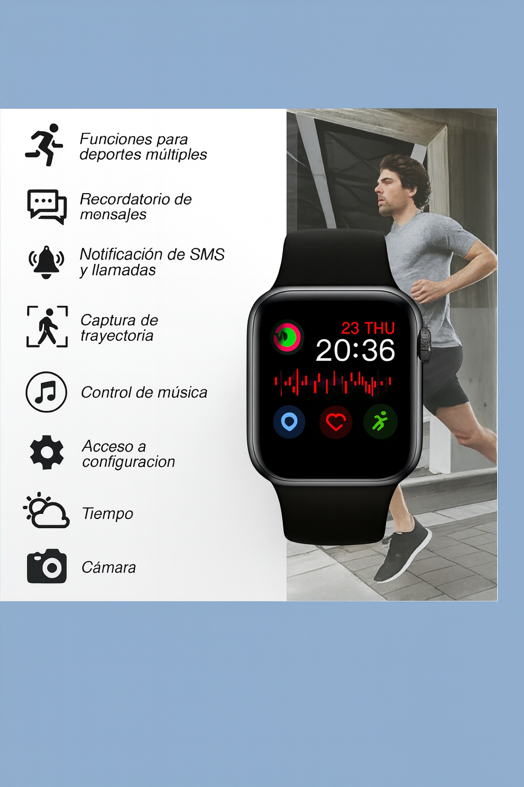Reloj Smartwatch T500 ULTRA-Reloj Inteligente para Medir tu ritmo cardiaco